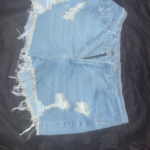 SHEIN Blue Distressed Jean Shorts